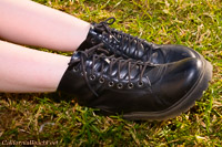 barefoot in black boots